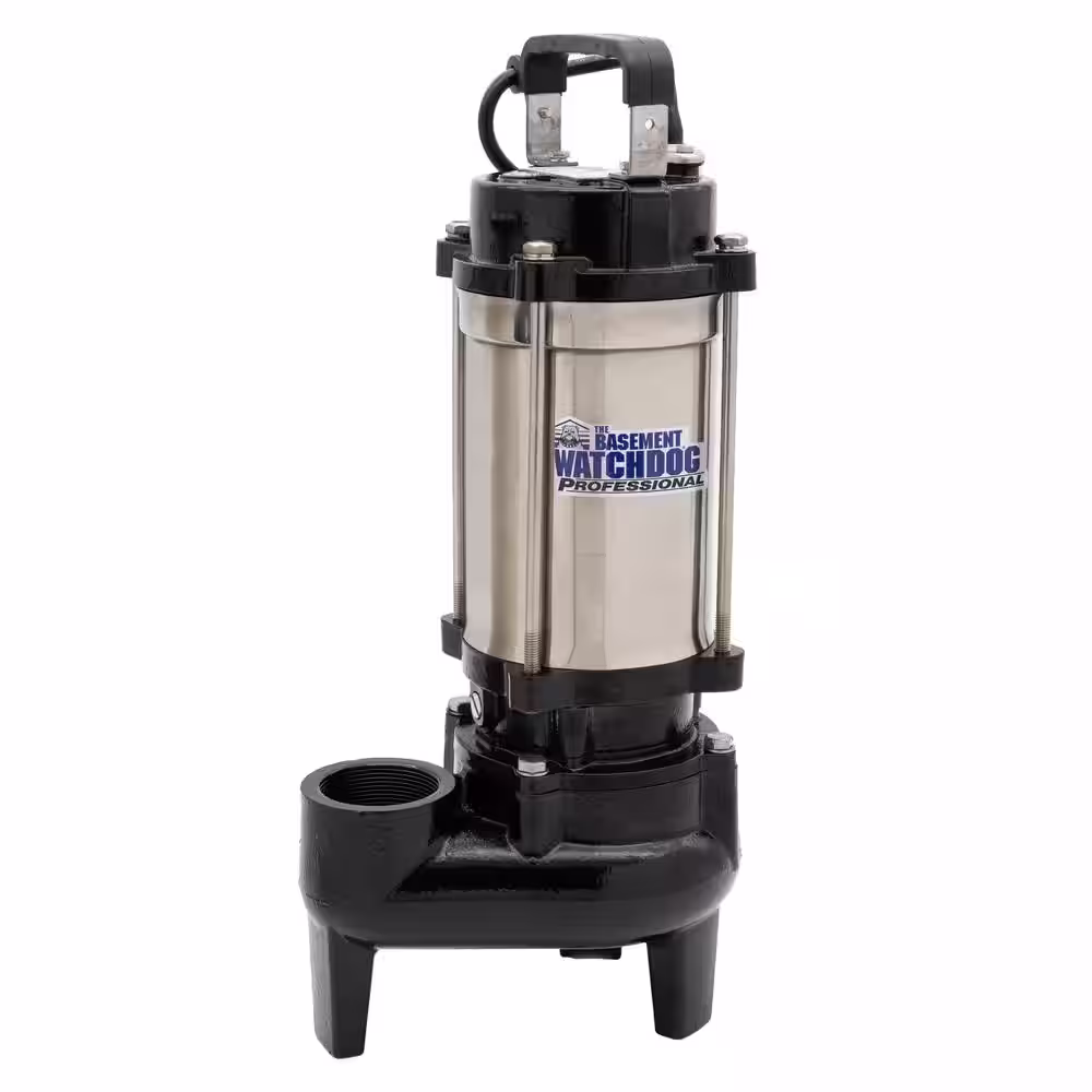 Basement Watchdog 1 HP Cast Iron / Stainless Steel Submersible Sump Pump with Caged Float Switch and Controller