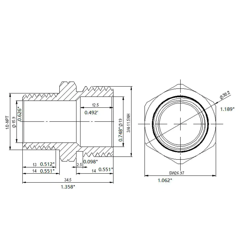 Everbilt 3/4 in. MHT x 1/2 in. MIP Brass Adapter Fitting