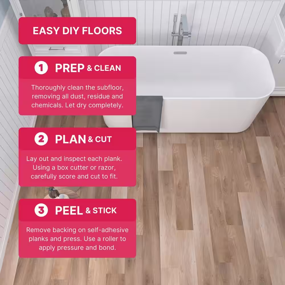 Lucida Surfaces BaseCore Honey 12 MIL x 6 in. W x 36 in. L Peel and Stick Waterproof Luxury Vinyl Plank Flooring (54 sqft/case)