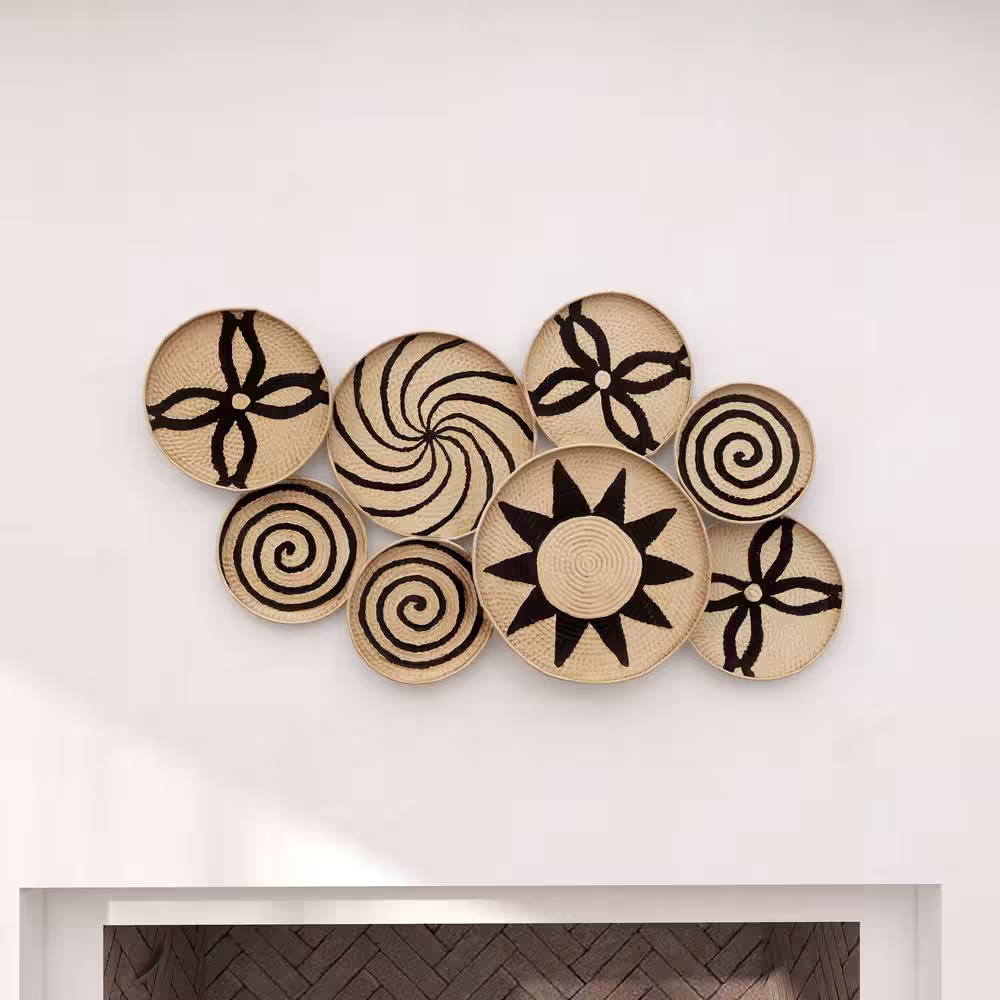 Litton Lane Metal Brown Plate Wall Decor with Black Patterns