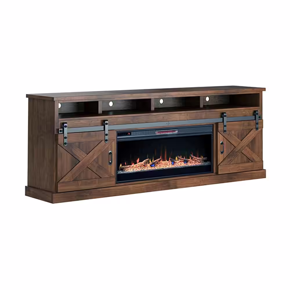Bridgevine Home 93 in. Fully Assembled Brown TV Stand, Fits TV's up to 85 in.