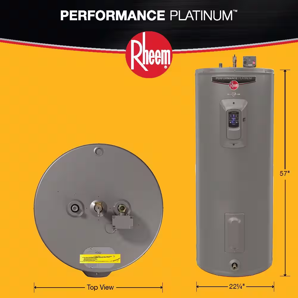 Rheem Gladiator 55 Gal. Tall 12 Year 4500/4500-Watt Electric Water Heater with Leak Detection + Auto Shutoff Plumber ProPack