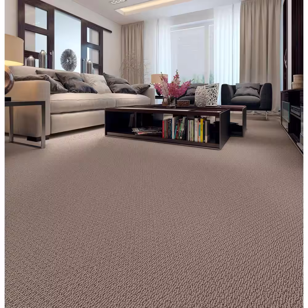 Home Decorators Collection Hickory Lane - Cashmere - Brown 32.7 oz. SD Polyester Loop Installed Carpet