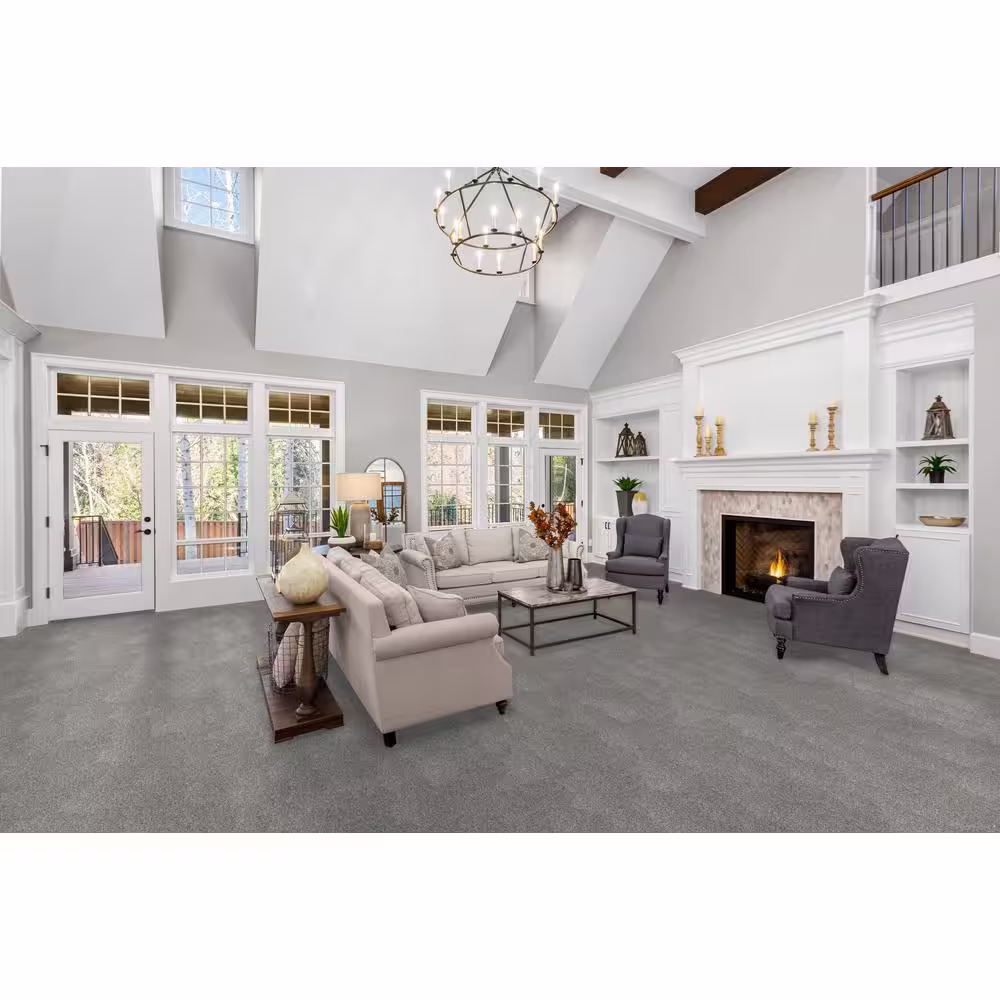 Home Decorators Collection Bradmore II  - Breezy - Gray 60 oz. SD Polyester Texture Installed Carpet