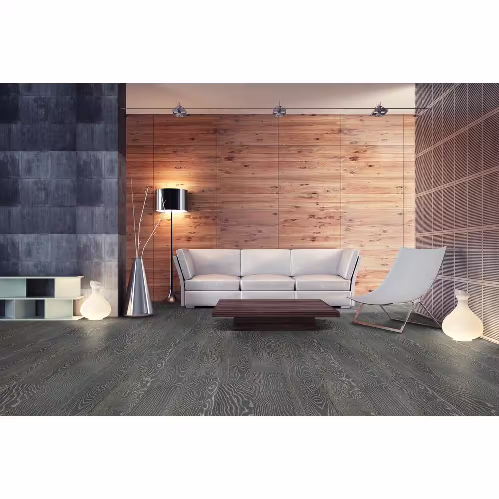 A&A Surfaces Woodridge Carlo Oak in. T x 6.5 in. W Waterproof Wire Brushed Engineered Hardwood Flooring (21.7 sqft/case)
