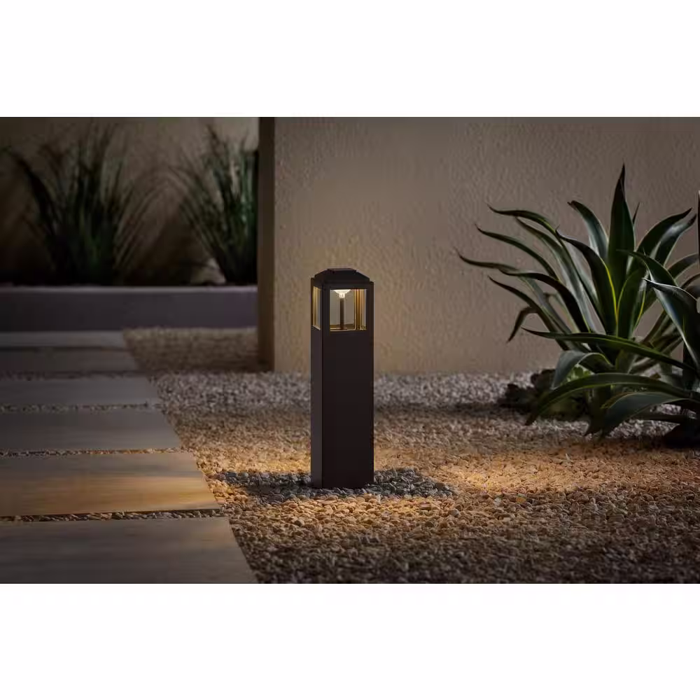 Home Decorators Collection Havenridge 12 in. 25-Watt Equivalent Low Voltage Espresso Bronze Integrated LED Outdoor Bollard Light