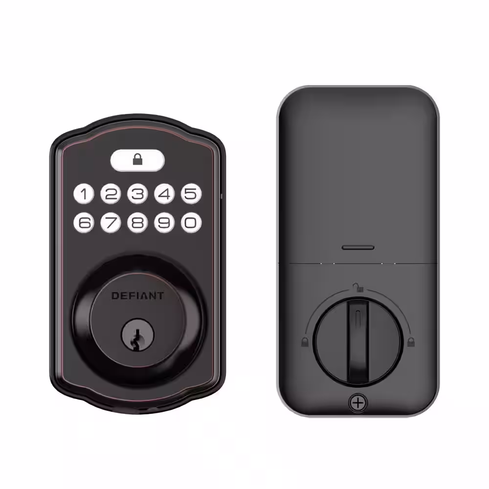 Defiant Single Cylinder Castle Electronic Keypad Deadbolt Aged Bronze