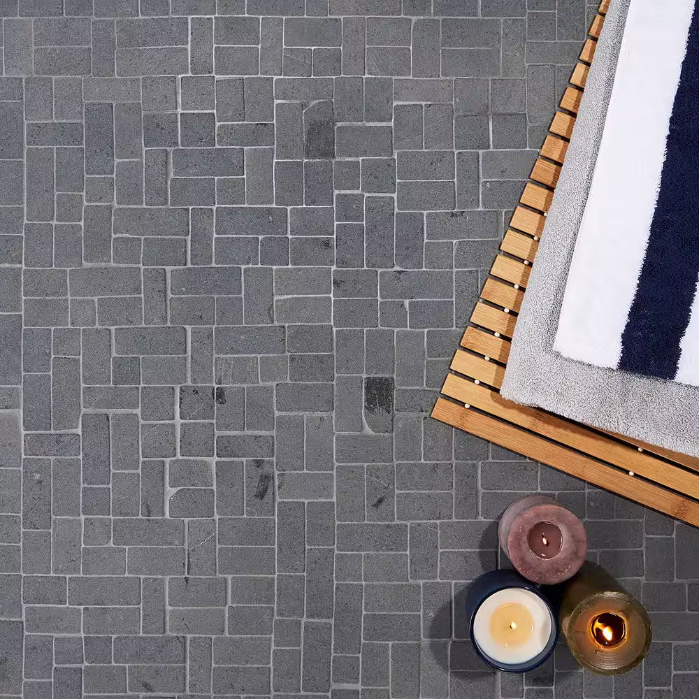 Ivy Hill Tile Countryside Interlocking 11.81 in. x 11.81 in. Black Lava Floor and Wall Mosaic (0.97 sq. ft. / sheet)