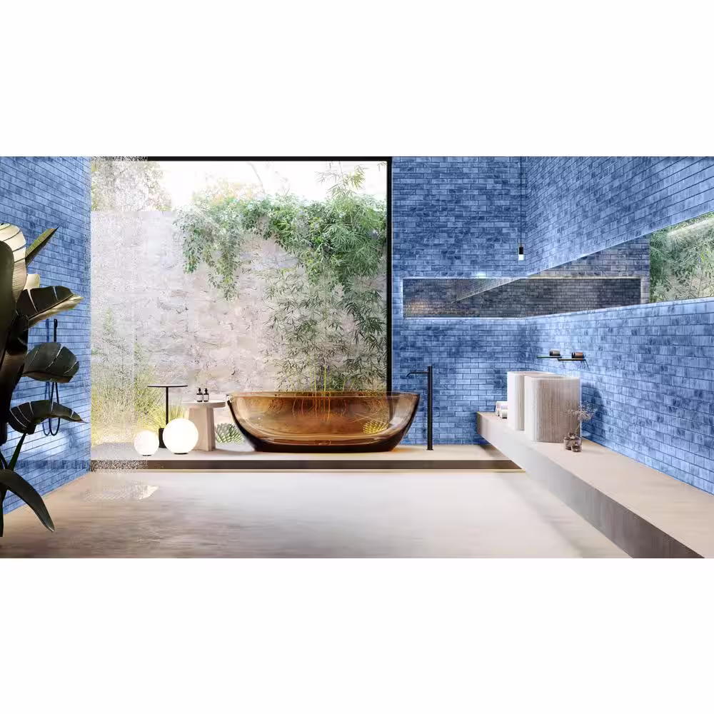 Ivy Hill Tile Glamor Iridescent Sky Blue 11.81 in. x 11.81 in. Polished Glass Wall Mosaic Tile (0.96 sq. ft./Each)