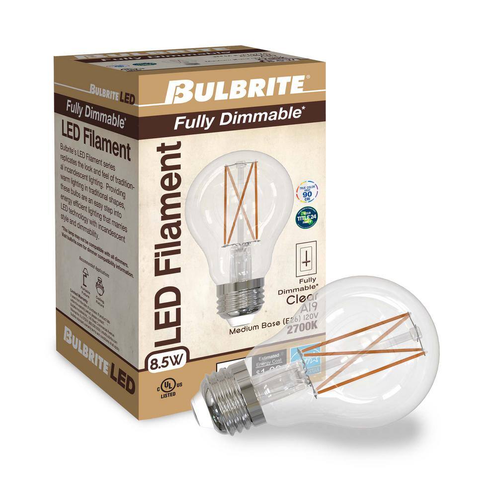 Bulbrite 60-Watt Equivalent Dimmable A19 Vintage Edison LED Light Bulb with Medium (E26) Base, 2700K, (2-Pack)