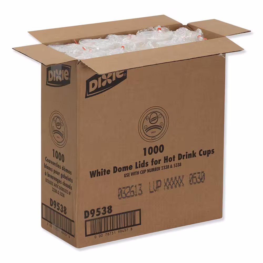 DIXIE White Dome Hot Drink Disposable Plastic Cup Lids, Fits 8 oz Cups (1000 Per Case)