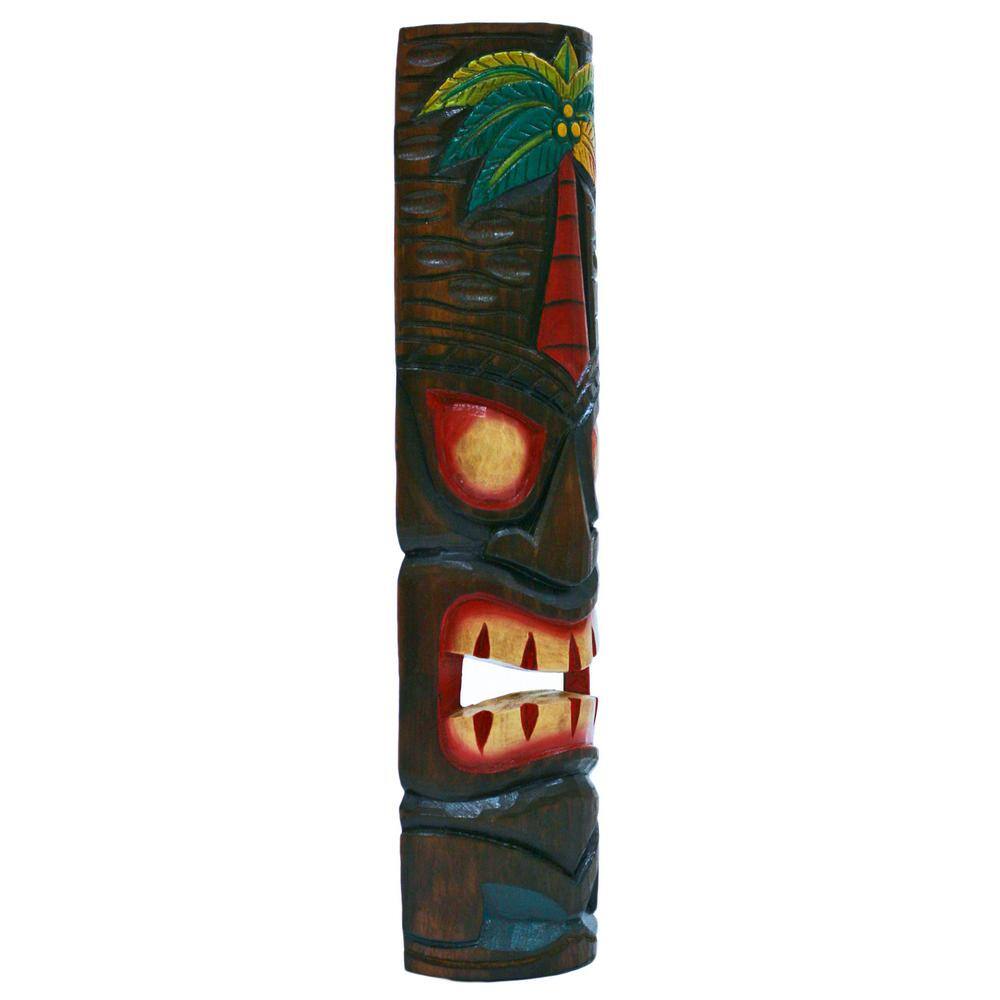 Backyard X-Scapes 20 in. Tiki Mask Palm Tree Polynesian Wood Art Decoration