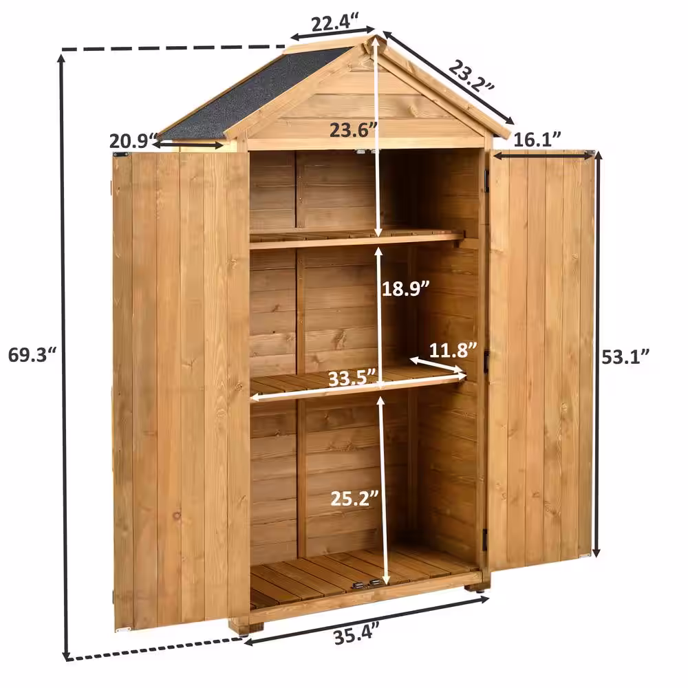 None 5.8 ft. W x 3 ft. D, Outdoor Wood Shed Lean-to Storage (17.4 sq. ft.)