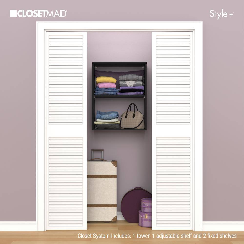ClosetMaid Style+ 14.59 in. D x 25.12 in. W x 31.28 in. H Noir Wood Closet System Hanging Tower