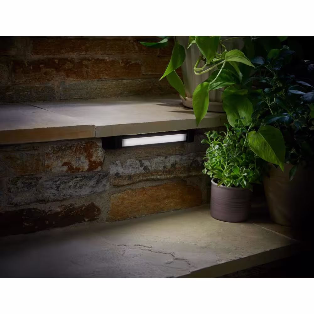 Hampton Bay Small 25-Watt Equivalent Low Voltage Matte Black LED Outdoor Landscape Path Light with Hardscape Adapter
