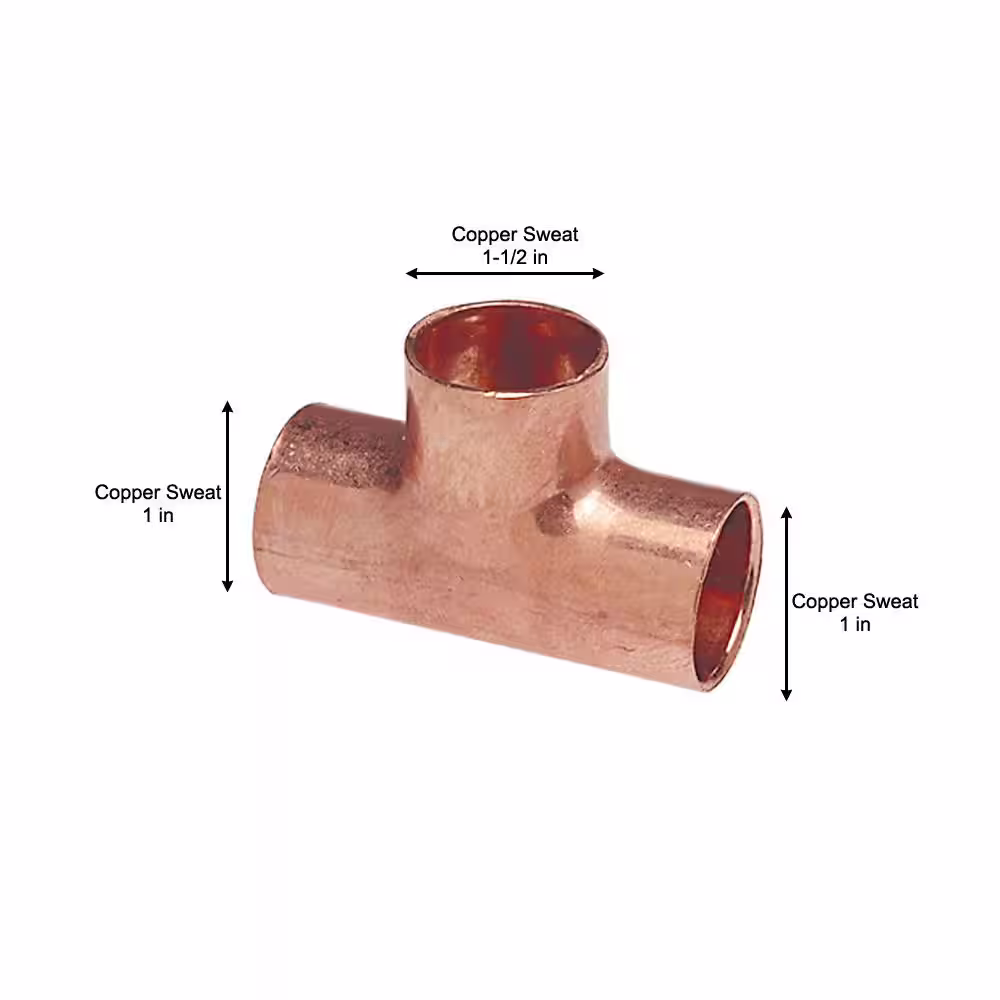 Everbilt 1 in. x 1 in. x 1/2 in. Copper Pressure All Cup Reducing Tee Fitting