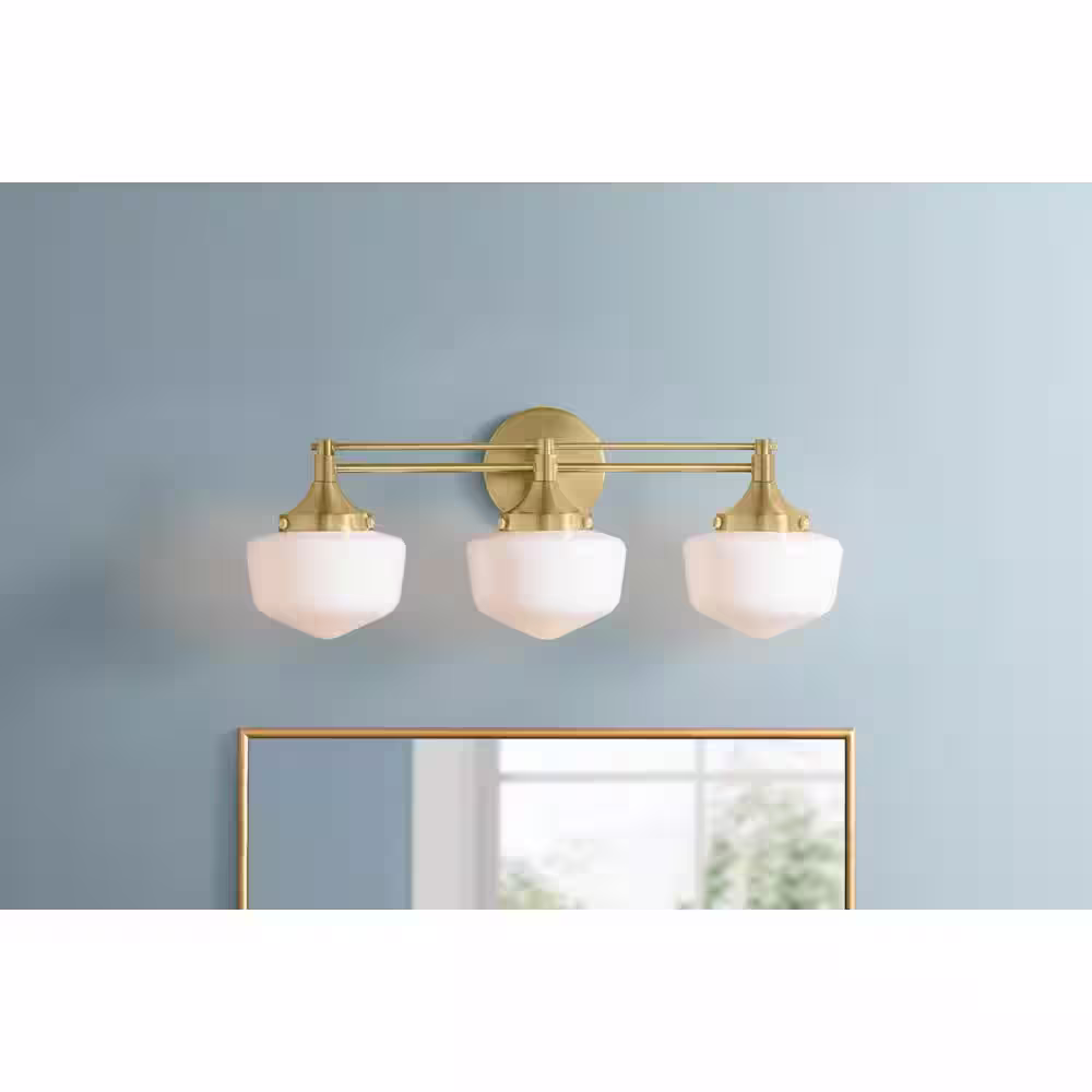 Home Decorators Collection Maybry 22.20 in. 3-Light Brushed Gold Vanity Light