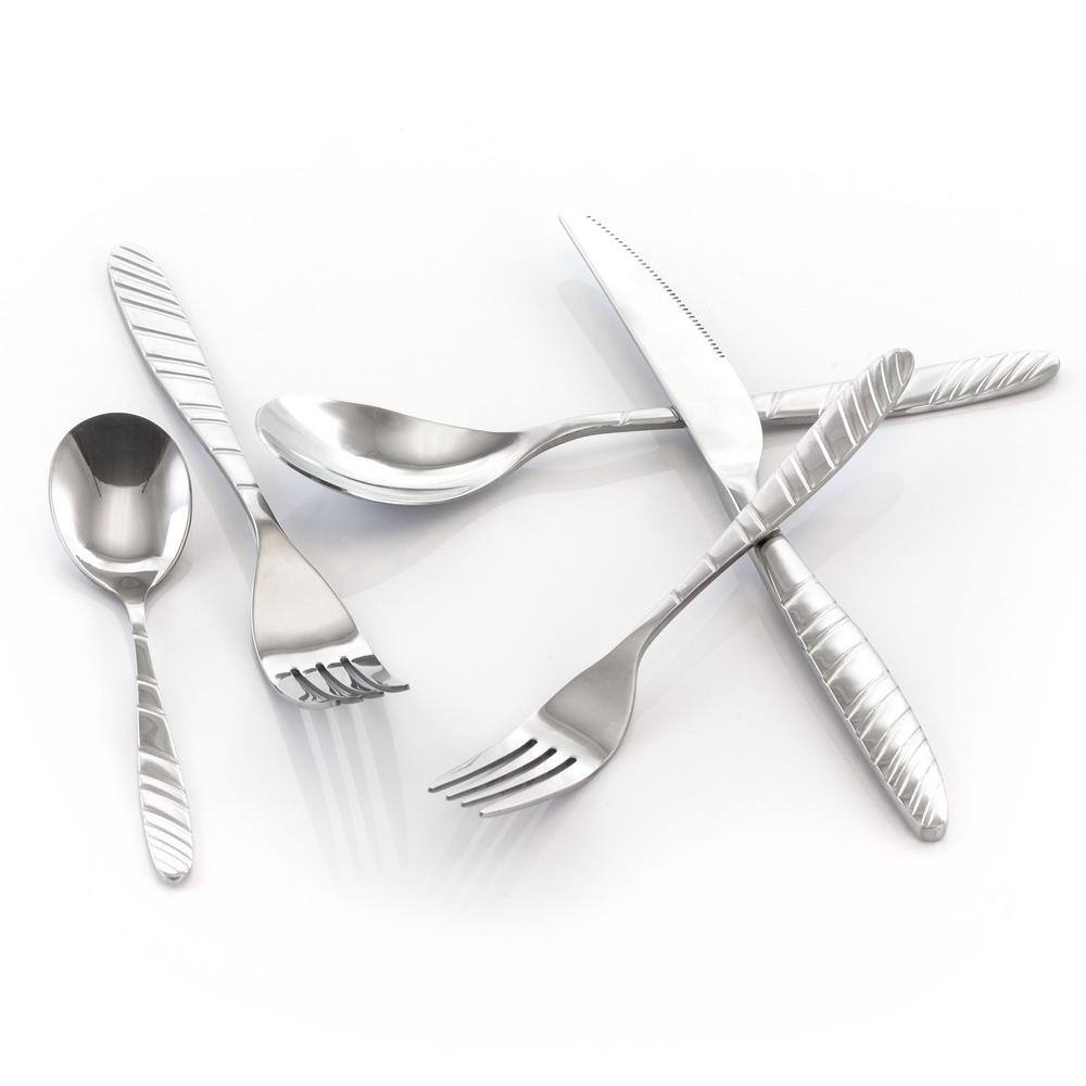 MegaChef La Vague 20-Piece Silver Stainless Steel Flatware Set (Service for 4)