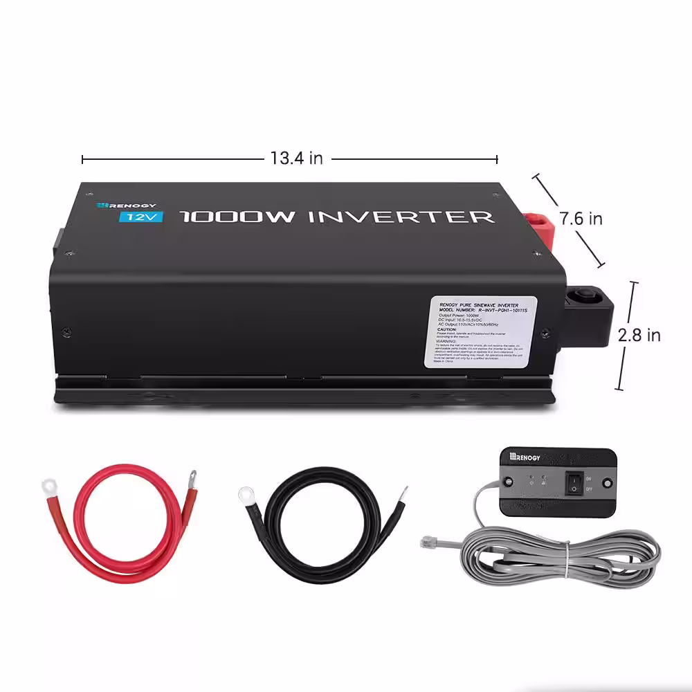 Renogy 1000-Watt 12-Volt Pure Sine Wave Inverter Power Saving Mode(New Edition)