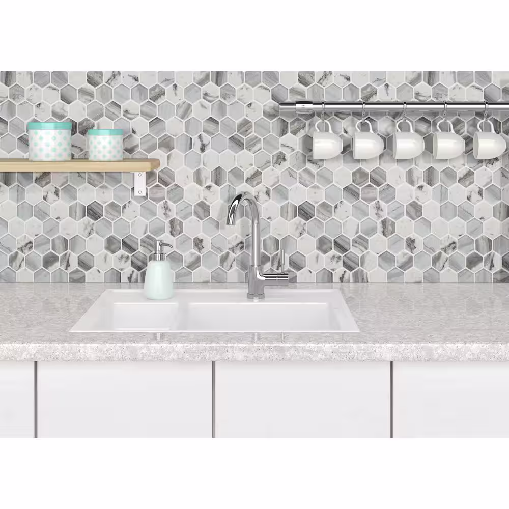 MSI Esperanza Hexagon 11.73 in. x 11.89 in. x 6mm Mixed Glass Mosaic Wall Tile (14.55 sq. ft./Case)