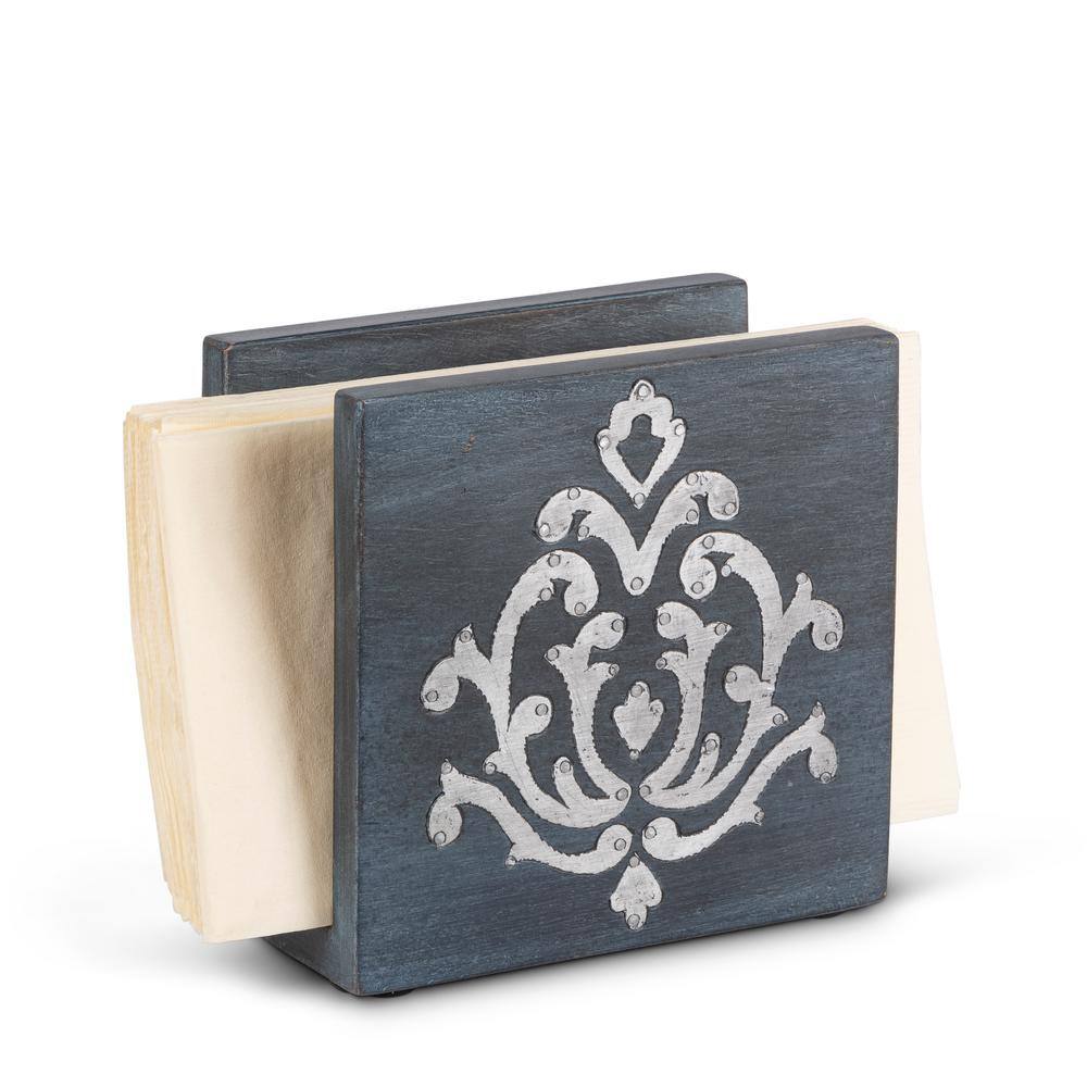 GG COLLECTION Gray-washed metal-inlay napkin holder