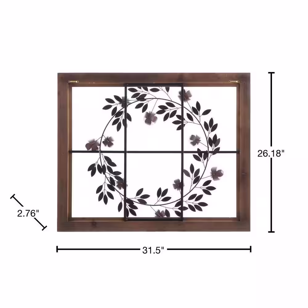 StyleCraft Cotton Wreath White Wood Framed Wall Art