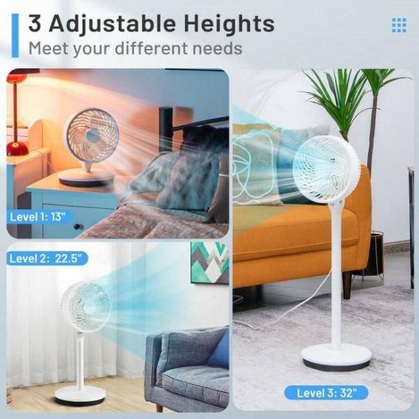 None Adjustable-Height 9 in. 3 Speed White Portable Oscillating Pedestal Fan