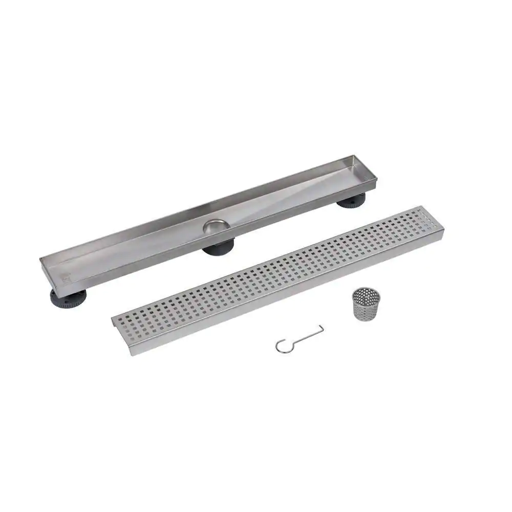 Oatey Designline 24 in. Stainless Steel Linear Shower Drain with Square Pattern Drain Cover