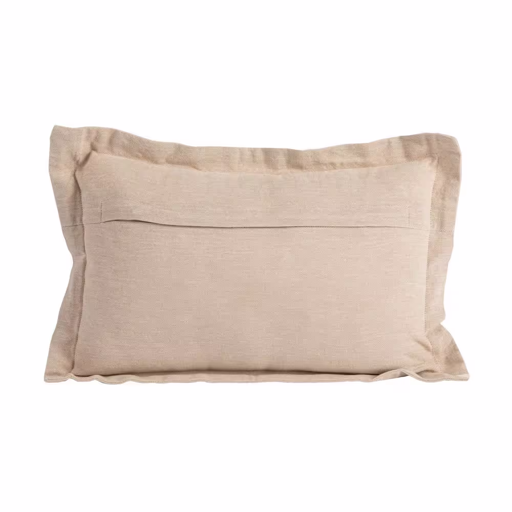 None Cotton Chambray Lumbar Pillow with 