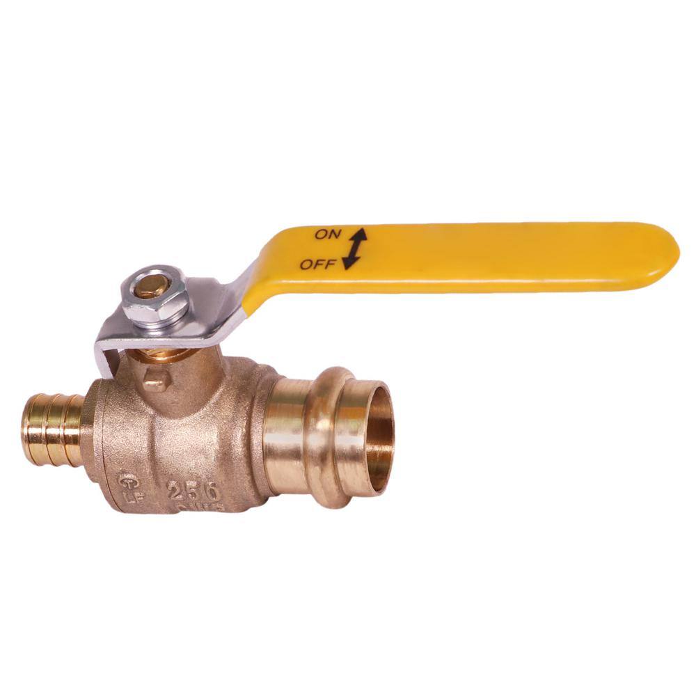 The Plumber's Choice 3/4 in. Press x PEX B Brass Ball Valve in. Press x PEX B Brass Ball Valve (Pack of 5)