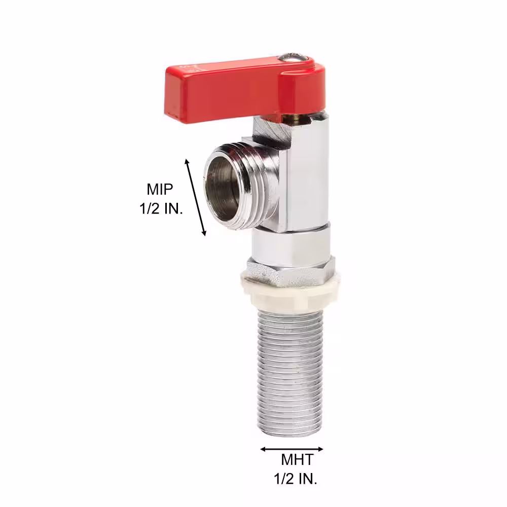 Everbilt 1/2 in. MIP and 1/2 in. SWT x 3/4 in. MHT Brass Washing Machine Hot Water Valve
