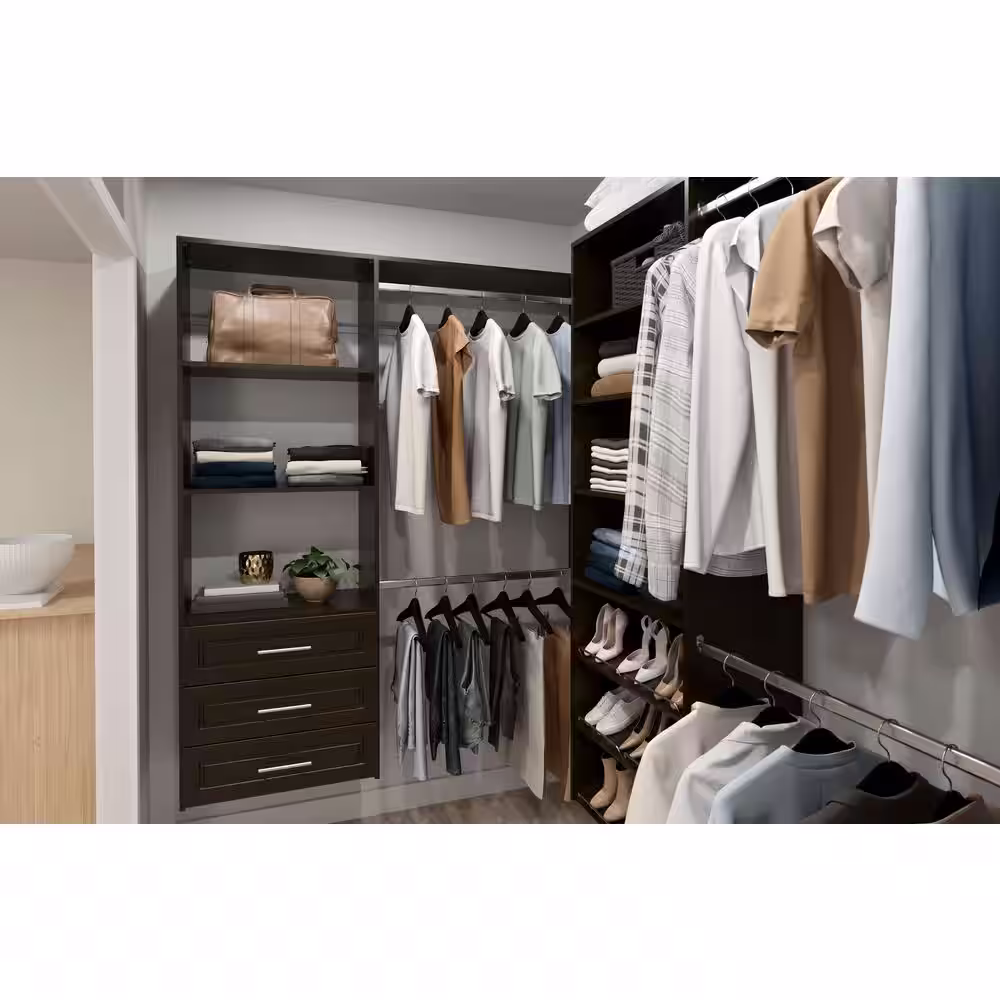 Closet Evolution 8 in. H x 24 in. W Wood Drawer Kit Modern Raised Espresso 3 PK.