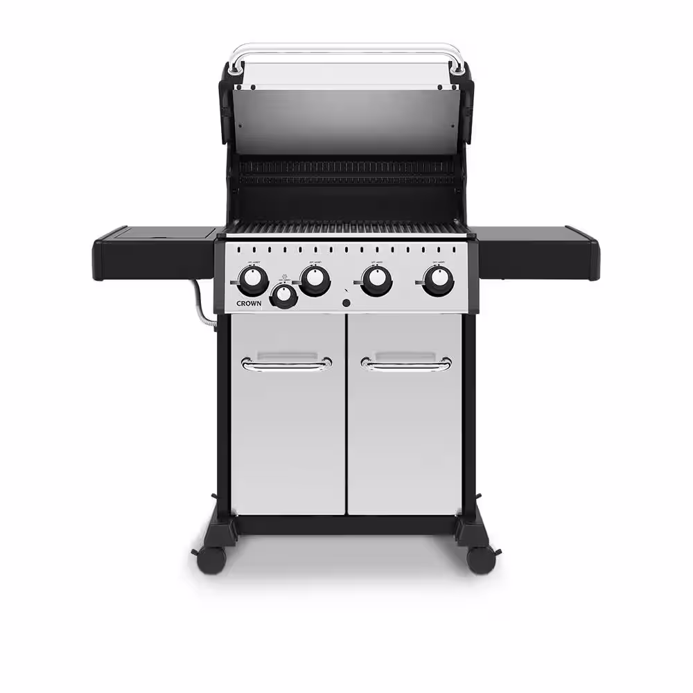 Broil King Crown S 440 4-Burner Propane Gas Grill in Stainless Steel with Side Burner