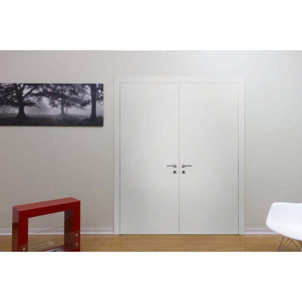 Sartodoors 0010 60 in. x 84 in. Flush No Bore White Finished Pine Wood Interior Door Slab with French Hardware