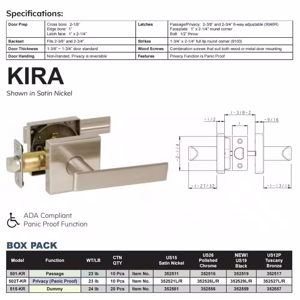 DELANEY HARDWARE Kira Polished Chrome Bedroom and Bathroom Left Hand Door Handle Door Lock