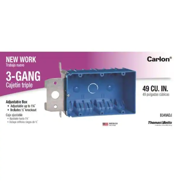 Carlon 3-Gang 49 cu. in. PVC New Work Adjustable Electrical Box