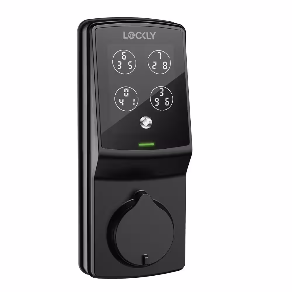 Lockly Secure Plus Matte Black Deadbolt Smart Lock with 3D Fingerprint, Hack-proof Keypad, Auto-locking and Mobile App Control