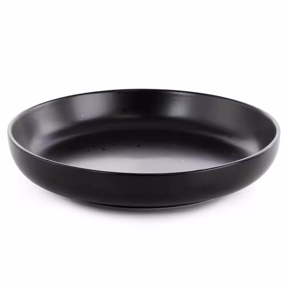 None Landon 24 fl. oz. 9.5 in. Pepper Black Round Stoneware Dinner Bowl (Set of 6)