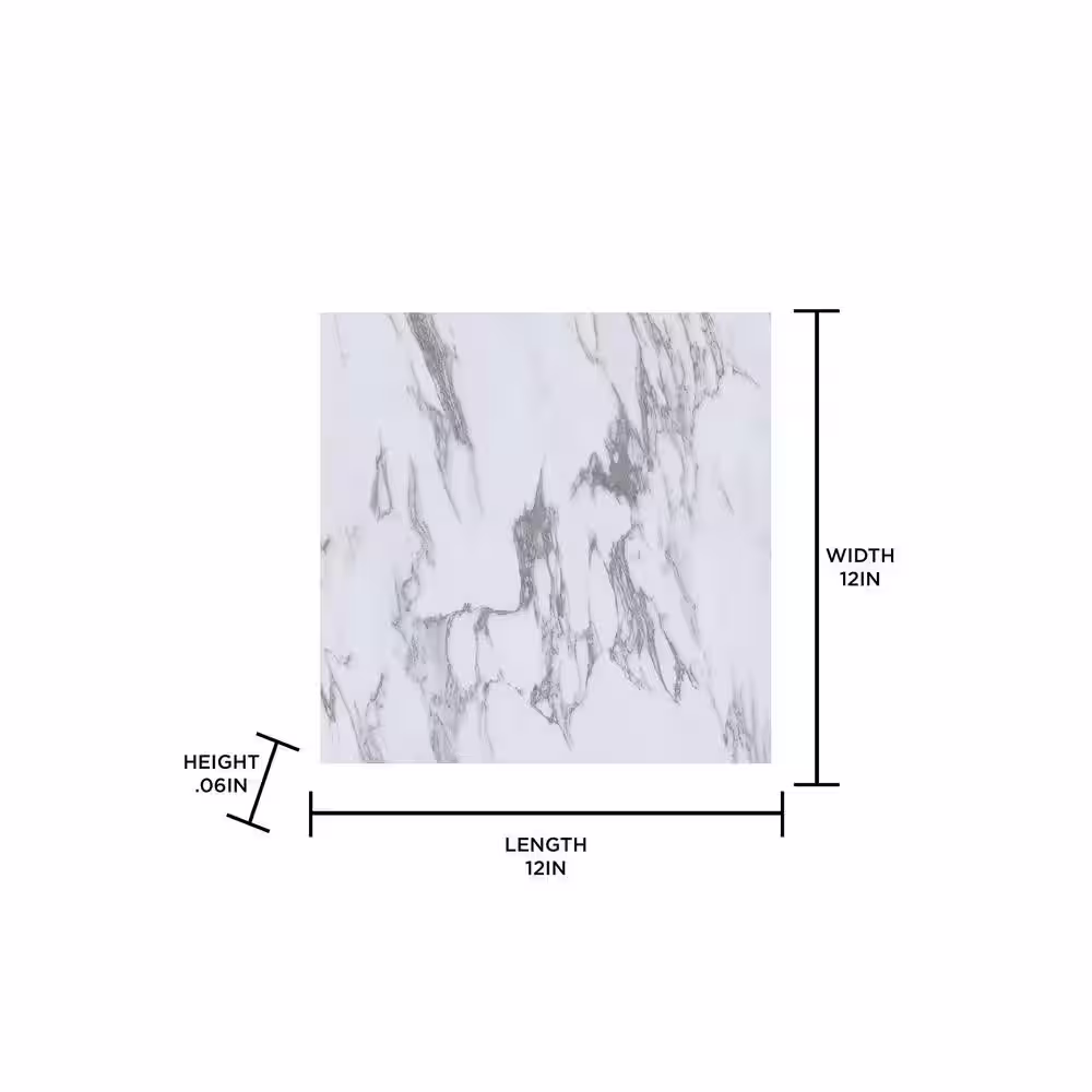 FloorPops Opaline 12 in. W x 12 in. L White Peel & Stick Vinyl Tile Flooring (20 sq. ft./case)