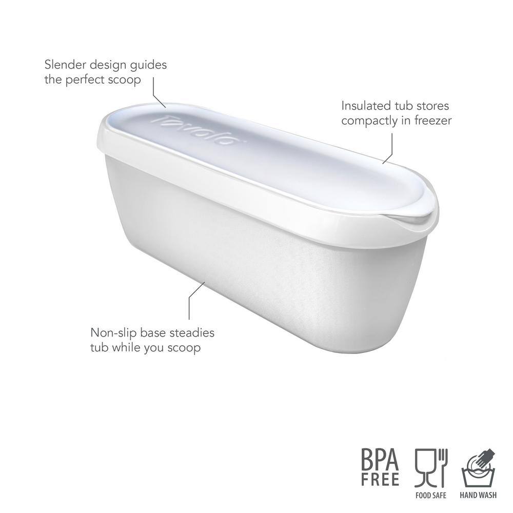 Tovolo 1.5 qt. White Glide-A-Scoop Ice Cream Tub, Insulated, Airtight Reusable Freezer Container With Non-Slip Base