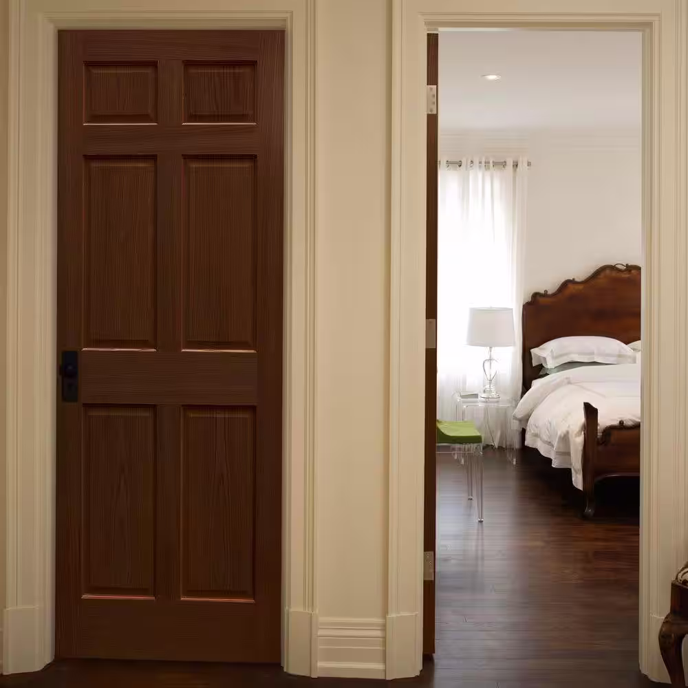 EVERMARK Expressions 32 in. x 80 in. Unfinished 6-Panel Engineered Solid Core Red Oak Interior Door Slab