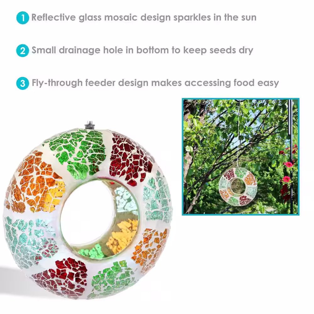 Sunnydaze Decor Summer Mosaic Fly-Through Bird Feeder