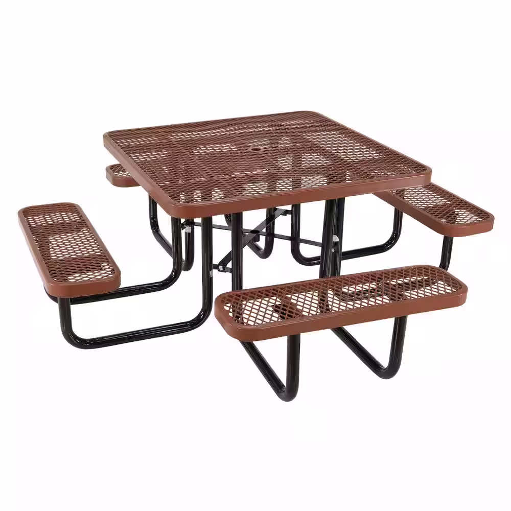 Vestil Brown Picnic Table Exp Metal Square Top