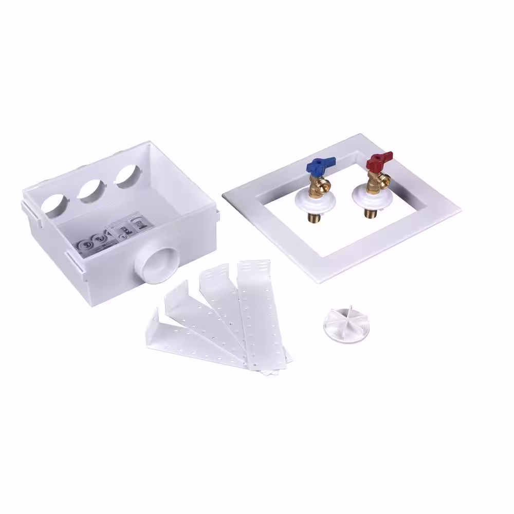 Oatey Quadtro 2 in. Copper Sweat Connection Washing Machine Outlet Box with 1/4 Turn Brass Screw-On Ball Valves
