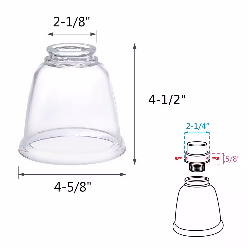 None 2-1/8 in. Fitter x Dia 4-5/8 in. x 4-5/8 in. H Clear 4PK - Lighting Accessory - Replacement Glass