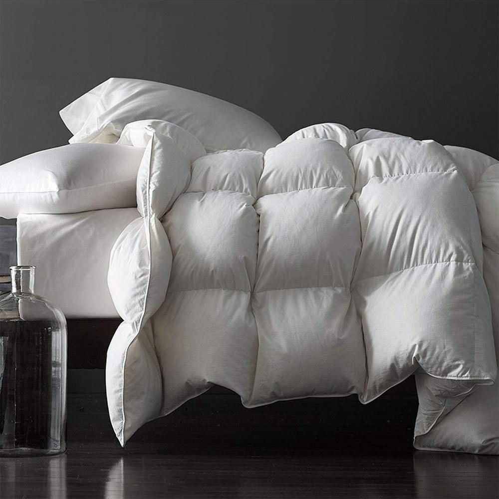 None Premium Cotton Silver Down Alternative All Season Bed Comforter, White, King