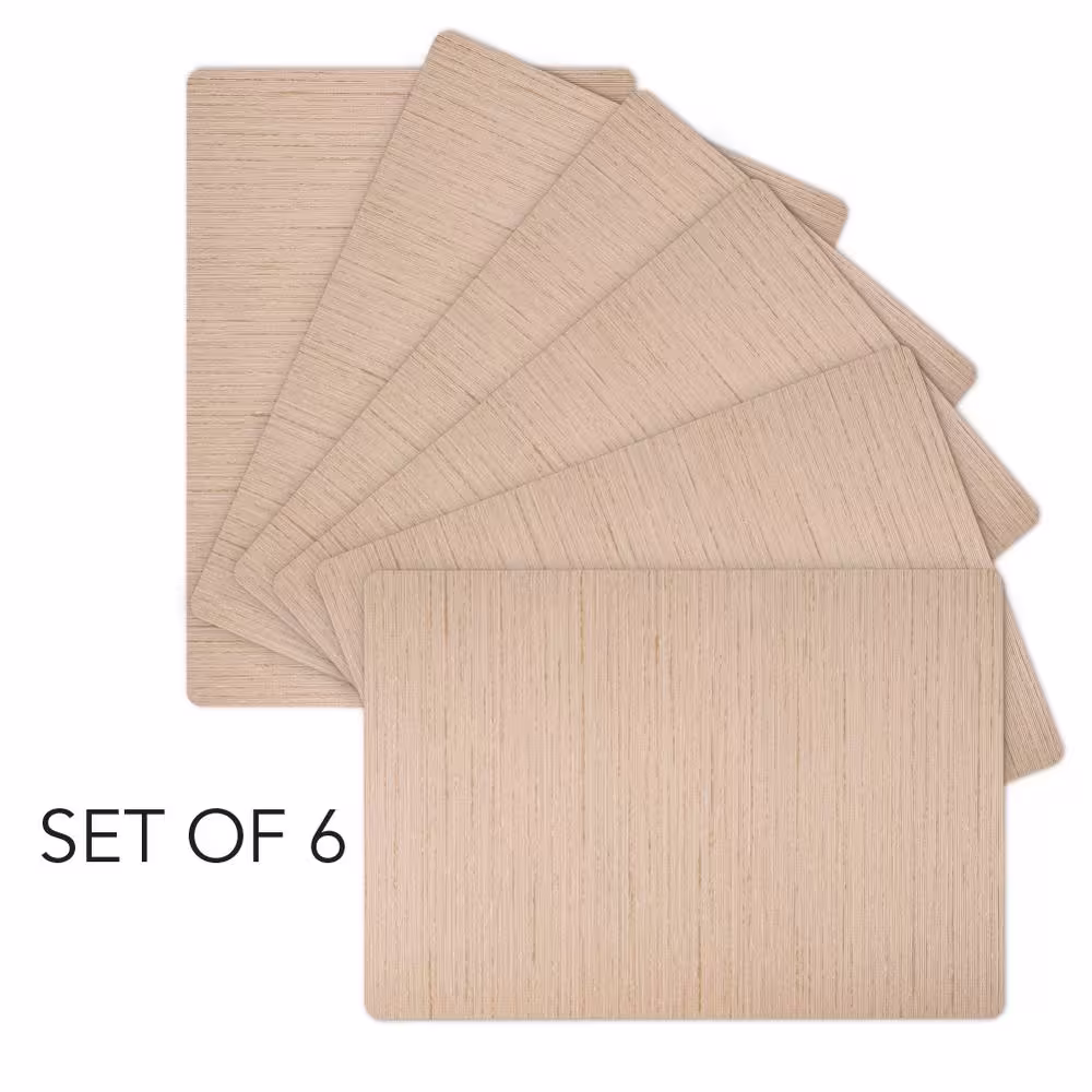 DASCO Easy Care Strings/Rectangle 17 in. x 12 in. Pearl Vinyl Placemats (Set of 6)