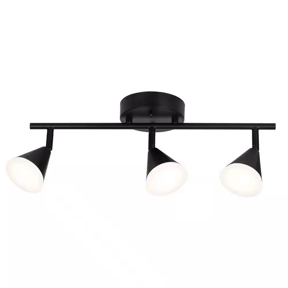 Alsy 1.6 ft. 3-Light Black Integrated LED Fixed Track Lighting Kit