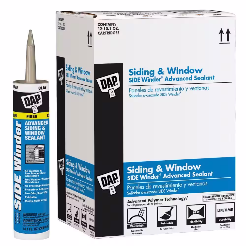 DAP Sidewinder 10.1 oz. Clay Exterior/Interior Polymer Window, Door, and Siding Sealant (12-Pack)