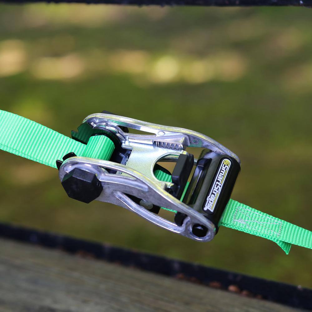 SmartStraps 12 ft. Green Ratchet Tie Down Straps with 500 lb. Safe Work Load - 4 pack